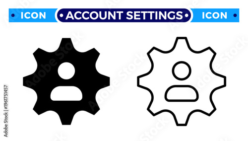 User Account Settings and Profile Management System Configuration Vector Icon Set