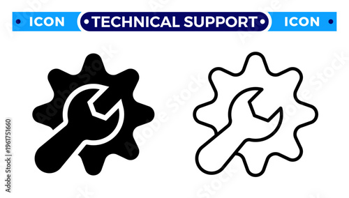 Technical Support Configuration and Maintenance Service Vector Icon Set