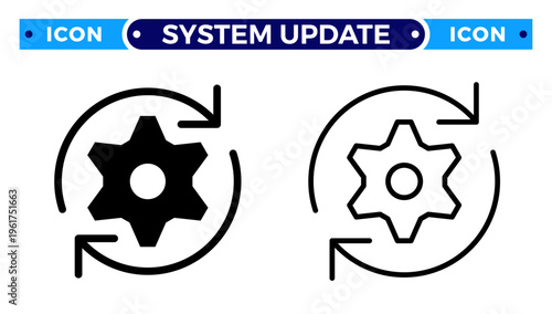 System Update and Processing Optimization Management Vector Icon Set