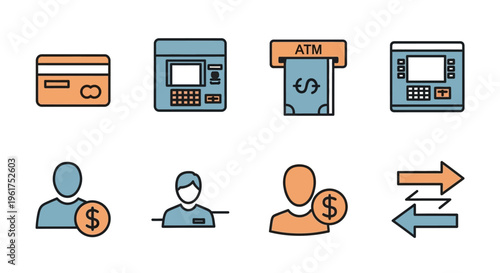 Finance icons with money and banking.
