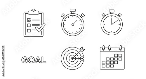 Business Goal Setting Planning Icons.