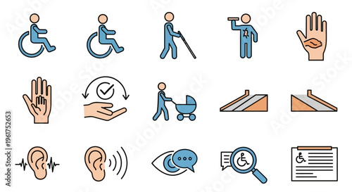 Accessibility signs and symbols icons.