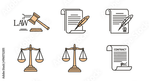 Law scales gavel and legal documents.