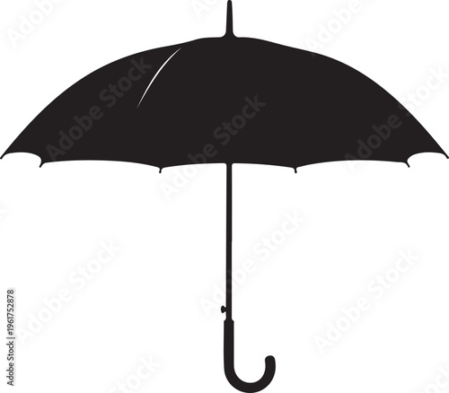 Black umbrella, vector icon, rain protection, accessory