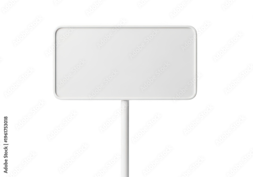 Fototapeta premium Blank white sign on a stick isolated on transparent background