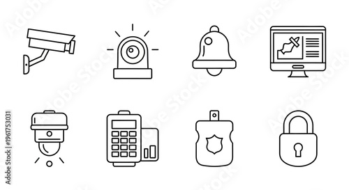 Security icons set with lock.