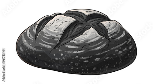 Artisan Sourdough Bread Loaf Isolated on White Background