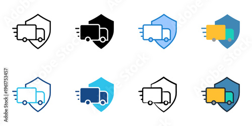 Secure delivery icons set multiple style collection. Editable stroke 
