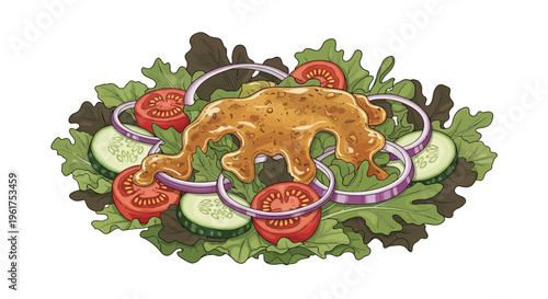 Bear shaped food on fresh salad