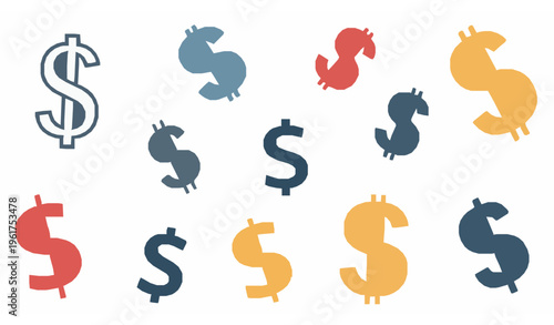 Dollar currency symbol vector collection money sign flat icon design