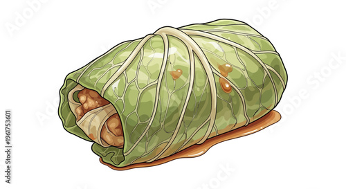 Cabbage roll illustration, isolated on white background