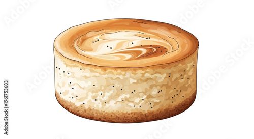 Delicious cheesecake with creamy swirl topping and poppy seeds