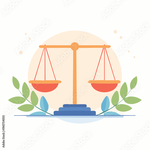 Symbol of Justice and Balance, Scales of Law and Equality Concept Illustration