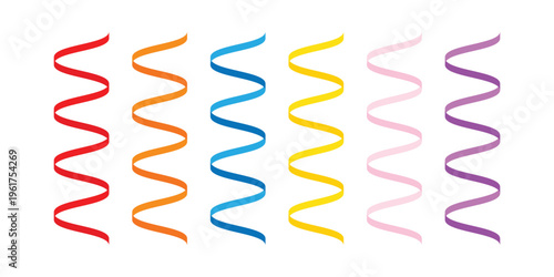 A collection of brightly colored wavy ribbons arranged in a horizontal line