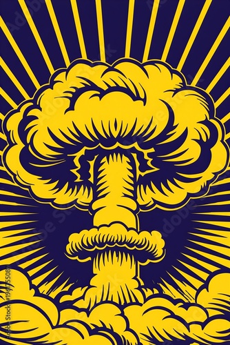 Obraz na płótnie Atomic Bomb Explosion with Mushroom Cloud – Nuclear Blast Concept Background