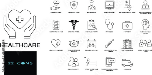 Healthcare and word mark medical symbol medicine