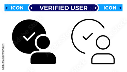 Verified User Profile and Authenticated Account Support Vector Icon Set