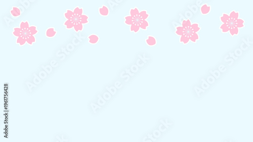 可愛い桜の花と花びらが舞い散る背景