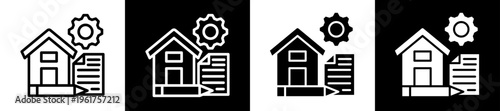 Property Management Icon Set In Black And White Filled Style Collection 