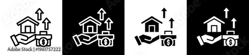 Realty Business Icon Set In Black And White Filled Style Collection 