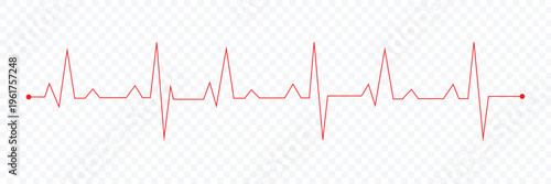 Heart beat graph, heartbeat red line vector, pulse red vector, EKG cardio line red vector illustration isolated on white background. Vector Illustration . EPS 10 .