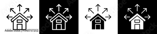Property Expansion Icon Set In Black And White Filled Style Collection 