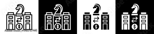 Building Strategy Icon Set In Black And White Filled Style Collection 