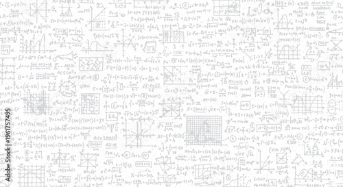 Subtle abstract background with mathematical formulas, scientific equations, and grid lines for technology, education, and business concepts, data visualization