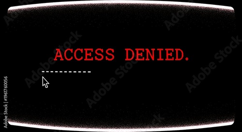 Retro computer screen displaying 'access denied' with a blinking cursor.