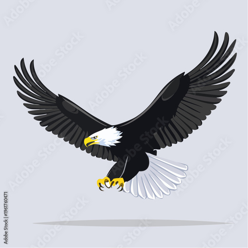 Majestic predatory bird soaring with extended wings, symbolizing freedom and strength, a powerful emblem of wilderness in dynamic flight