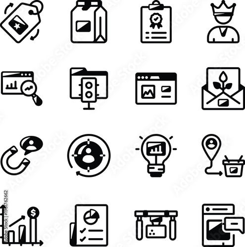 Set of Glyph Style Marketing Icons 
