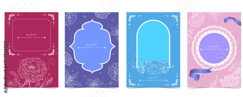 Mother’s Day Floral Card with Ribbon Thai Traditional Ornament Frame