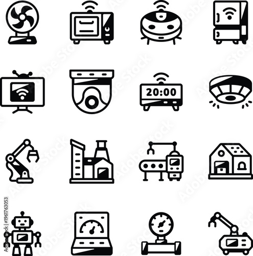 Pack of Glyph Style Tech Innovation Icons 