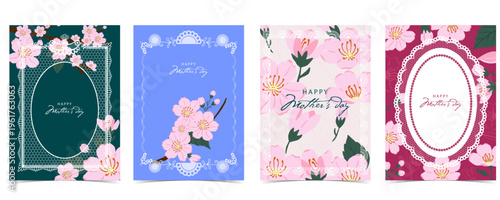 Mother’s Day Floral Greeting Card with Peony and Spring Blossom Design
