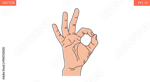 Hand gesture making the OK sign with fingers and thumb.