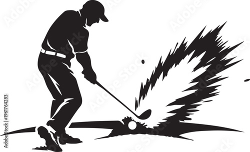 silhouette of bunker shot explosion sand flying back