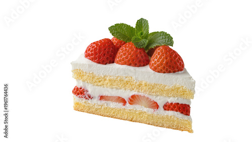 Photos Sweet and creamy strawberry shortcake slice, perfect dessert with fresh fruit an