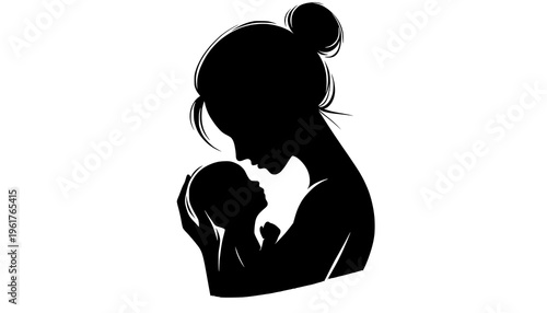 silhouette of mother and daughter