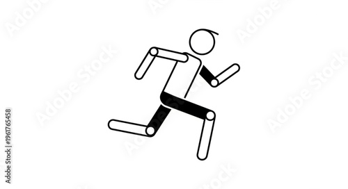 Stick Figure Running - A Simple Depiction of Motion and Activity.