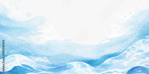 Abstract a watercolor rendering captures the essence of aquatic beauty with tranquil, flowing waves and the airy feel of the sea. It evokes serenity, creating a sense of calm.