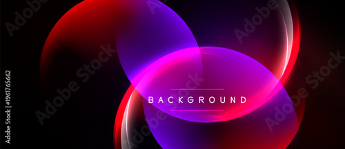 Abstract vibrant shapes overlap, creating dynamic colorful background. Gradient hues blend, forming modern visual effect.