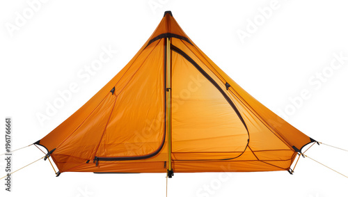 Photos Bright orange lightweight single-pole tent for wilderness camping and outdoor ad
