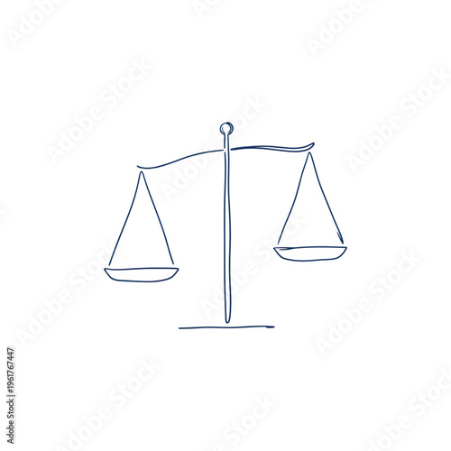 Vector of a balanced scale representing equilibrium and justice