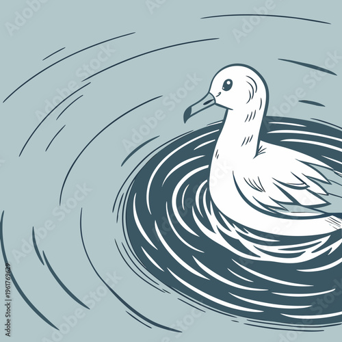A white bird floating on rippling water