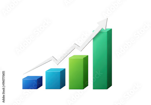 Colorful 3d bar chart with rising arrow graph isolated on transparent background Free Download Colorful 3d bar chart with rising arrow graph isolated on transparent background - GFXLoad