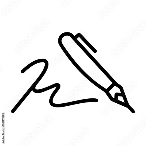 Signature and pen, symbol of agreement, contract, and official documentation