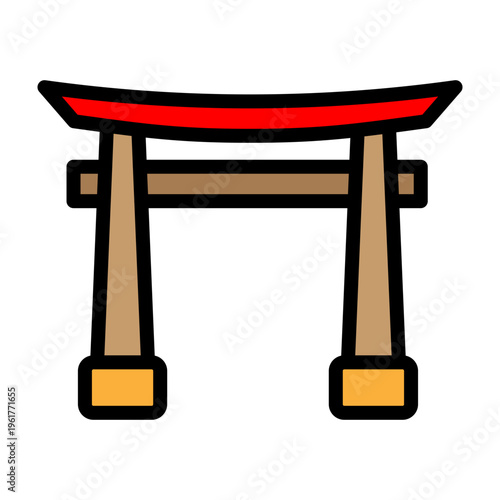 Torii Gate Vector Filled Icon Design