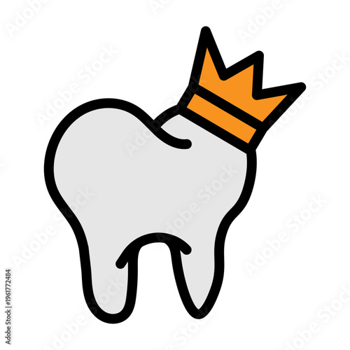 Tooth Crown Vector Filled Icon Design
