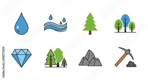 Mining Industry Icons and Symbols.