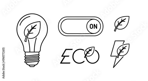 Eco friendly light bulb with leaf.